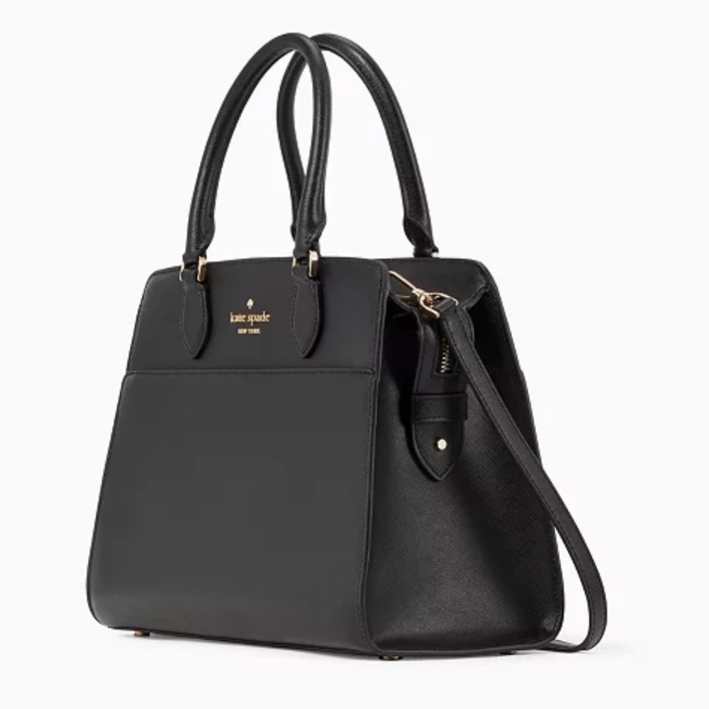 KATE SPADE Madison Saffiano Leather Medium Satchel BLACK COLOR - Picture 3 of 16